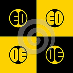 Simple EO and OE Letter Circle Logo Set, suitable for business with EO and OE initial