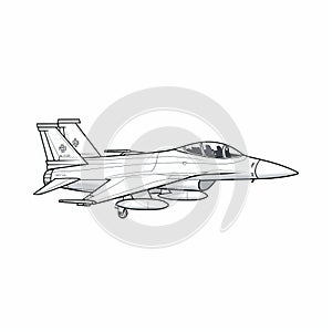 Simple F16 Fighter Jet Coloring Page For Kids