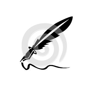 Simple feather ink pen icon and vector logo