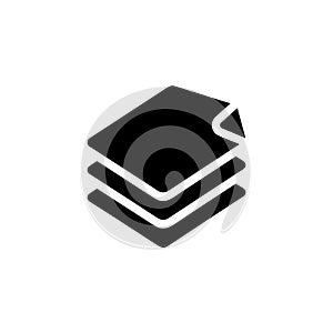 Simple Black Filled Document Stack Paper Sheet File Icon Symbol