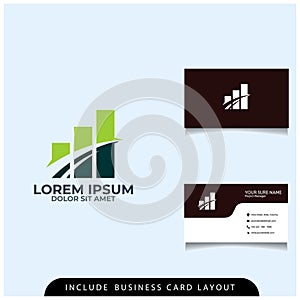 a simple financial logo design concept with a business card layout