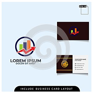 a simple financial logo design concept with a business card layout