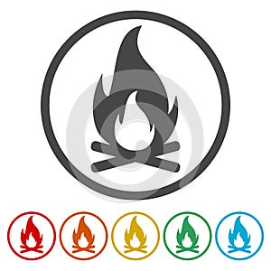 Simple fire icon, 6 Colors Included