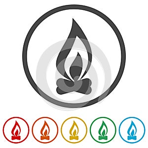 Simple fire icon, 6 Colors Included