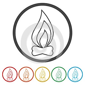 Simple fire icon, 6 Colors Included
