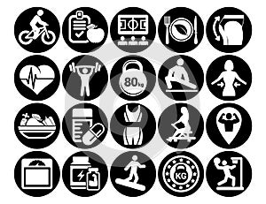 Simple fitness icons set. basic elements. Universal icons to use for web and mobile UI