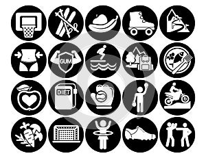 Simple fitness icons set. basic elements. Universal icons to use for web and mobile UI