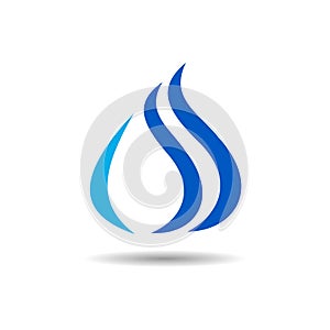 Simple flame logo design. Blue flame icon.