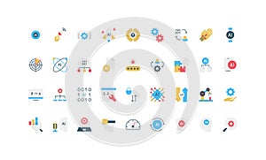 Simple Flat AI Data Automation Icon Set