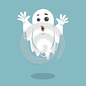 Simple flat art vector illustration of a frightening ghost