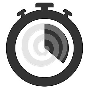 Simple flat black and white stop watch icon