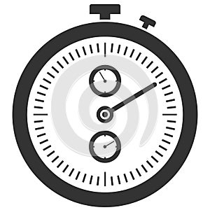 Simple flat black and white stop watch icon