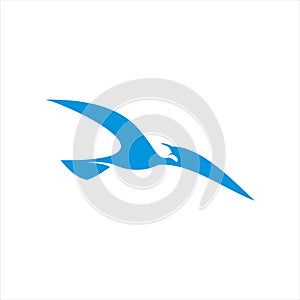 Simple flat blue flying seagull bird  vector photo