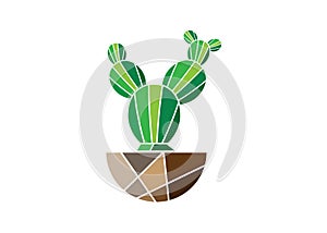 Simple flat cactus vector icon. Green cactus pictogram isolated on white background
