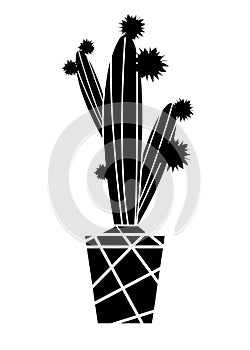 Simple flat cactus vector icon. Saguaro pictogram isolated