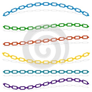 Simple flat chain link, chain illustration. Silhouette of a chain.