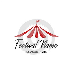 simple flat circus tent graphic design for festival or even or show or exhibition vector logo
