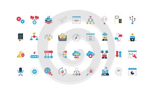Simple Flat Coding and Programming Icons