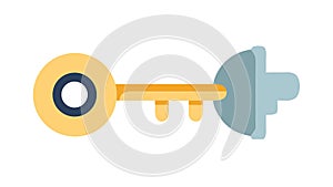 Simple Flat Design Key Icon, Access and Solution Symbol, vector design Generative AI