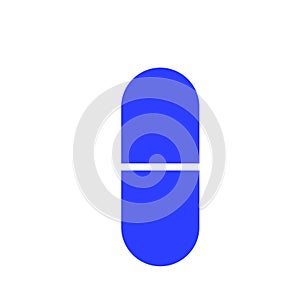Simple flat ellipse blue pill isolated