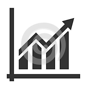 Simple flat financial growth chart icon or symbol