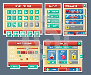 Simple Flat Game GUI Set