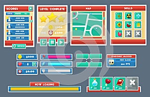 Simple Flat Game GUI Set