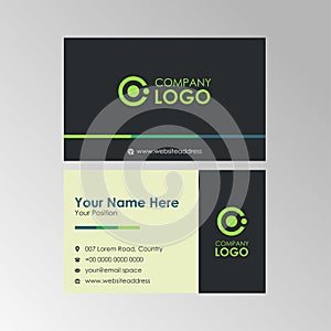 Simple flat green business card design template vector