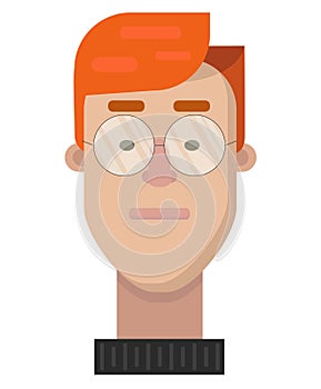 Simple flat illustration of a man with glasses.