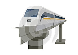 Monorail in perspective view. Simple flat illustration.
