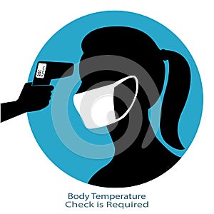 Simple Flat Illustration Showing Body Temperature Check Sign