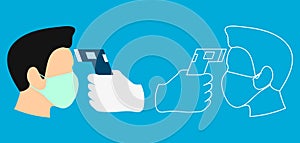 Simple flat illustration showing body temperature check sign during covid-19 outbreak.