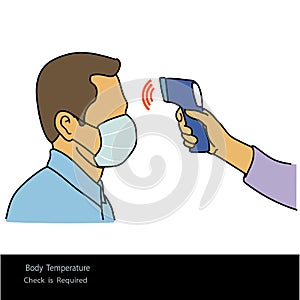 Simple Flat Illustration Showing Body Temperature Check Sign during Covid-19 Outbreak