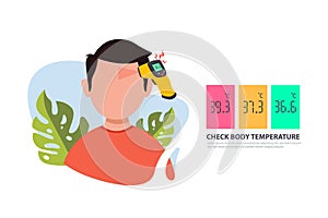 Simple Flat Illustration Showing Body Temperature Check Sign during Covid-19 Outbreak