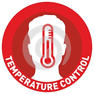 Simple Flat Illustration Showing Body Temperature Check Sign During Covid-19 Outbreak. Man silhouette
