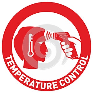 Simple Flat Illustration Showing Body Temperature Check Sign During Covid-19 Outbreak. Man silhouette