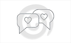 Simple flat love chat icon vector