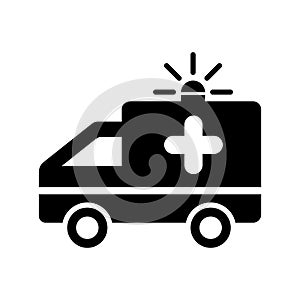Simple flat minimalist ambulance icon with siren rang