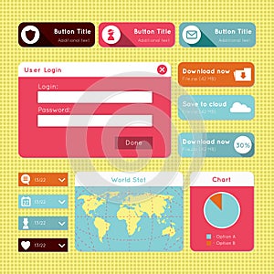 Simple flat modern UI design website elements