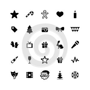 Simple flat monocolor christmass icons