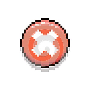 Simple flat pixel art illustration of round red cancel interface button
