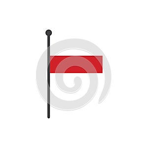 Simple flat poland flag vector illustration with flagpole isolated on white background