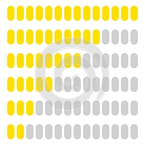 Simple, flat progress, level indicator, loading bar set at diffe