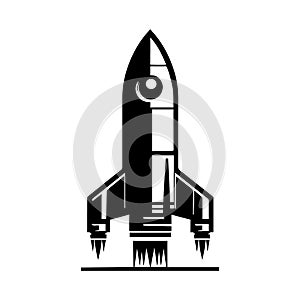 Flat Rocket Booster Vector Illustration Logo Design.