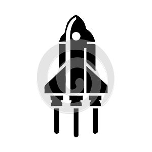 Flat Rocket Booster Vector Illustration Logo.