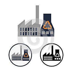 Simple flat schematic clipart of garbage recycling plant