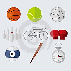 Simple Flat Style Sport Stuffs Vector Illustration Graphic Set