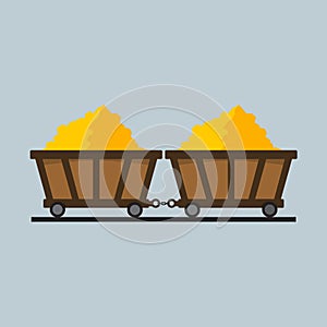 Simple Flat Style Train of Gold Mining Vector Illustration Graphic