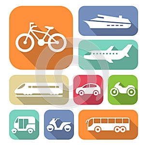 Simple flat transport icons