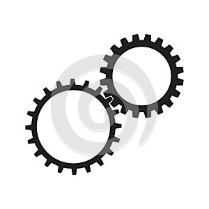 Simple flat two gears icon